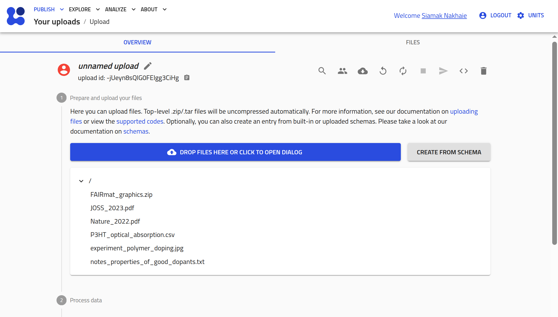Screenshot of the NOMAD GUI