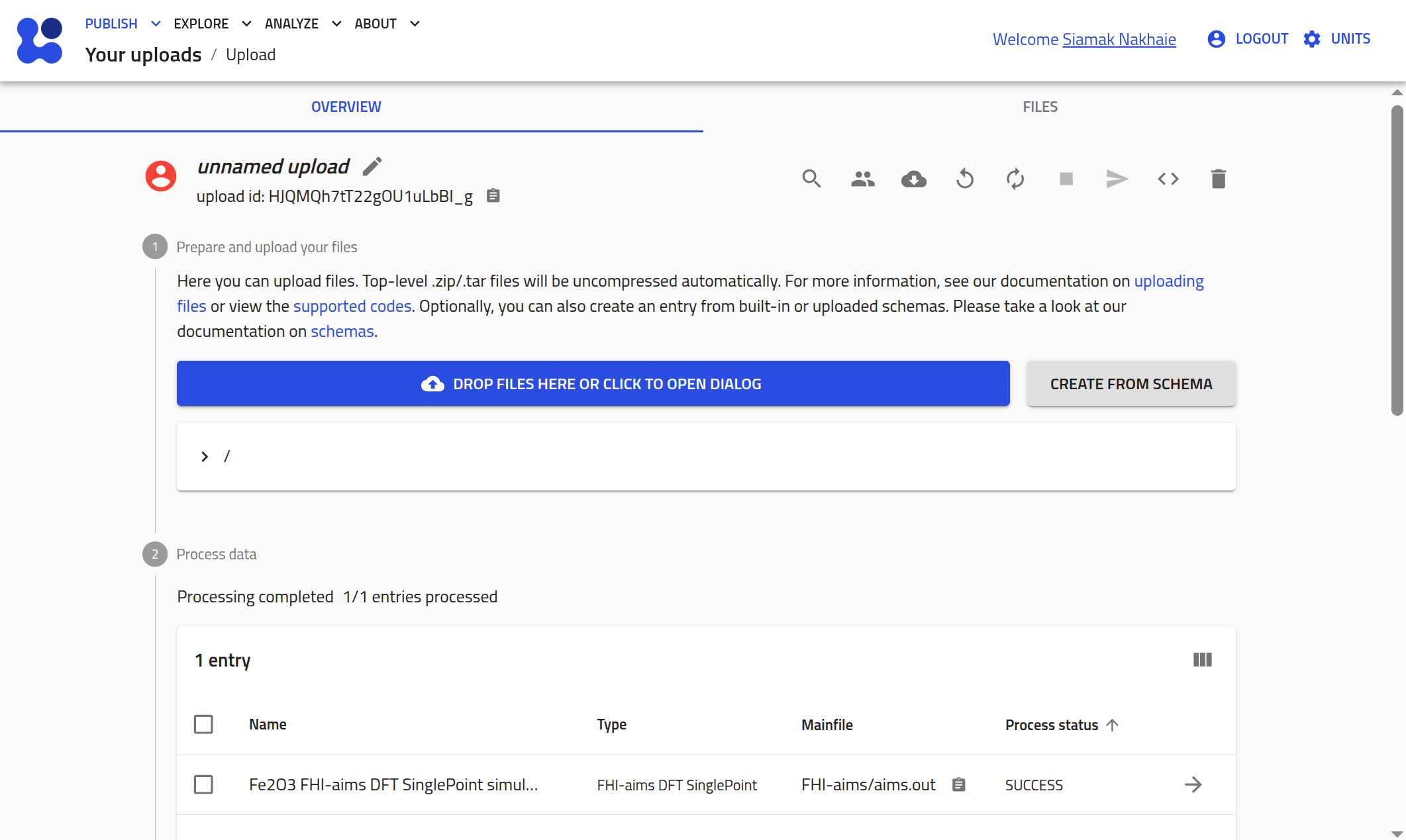 Screenshot of the NOMAD GUI