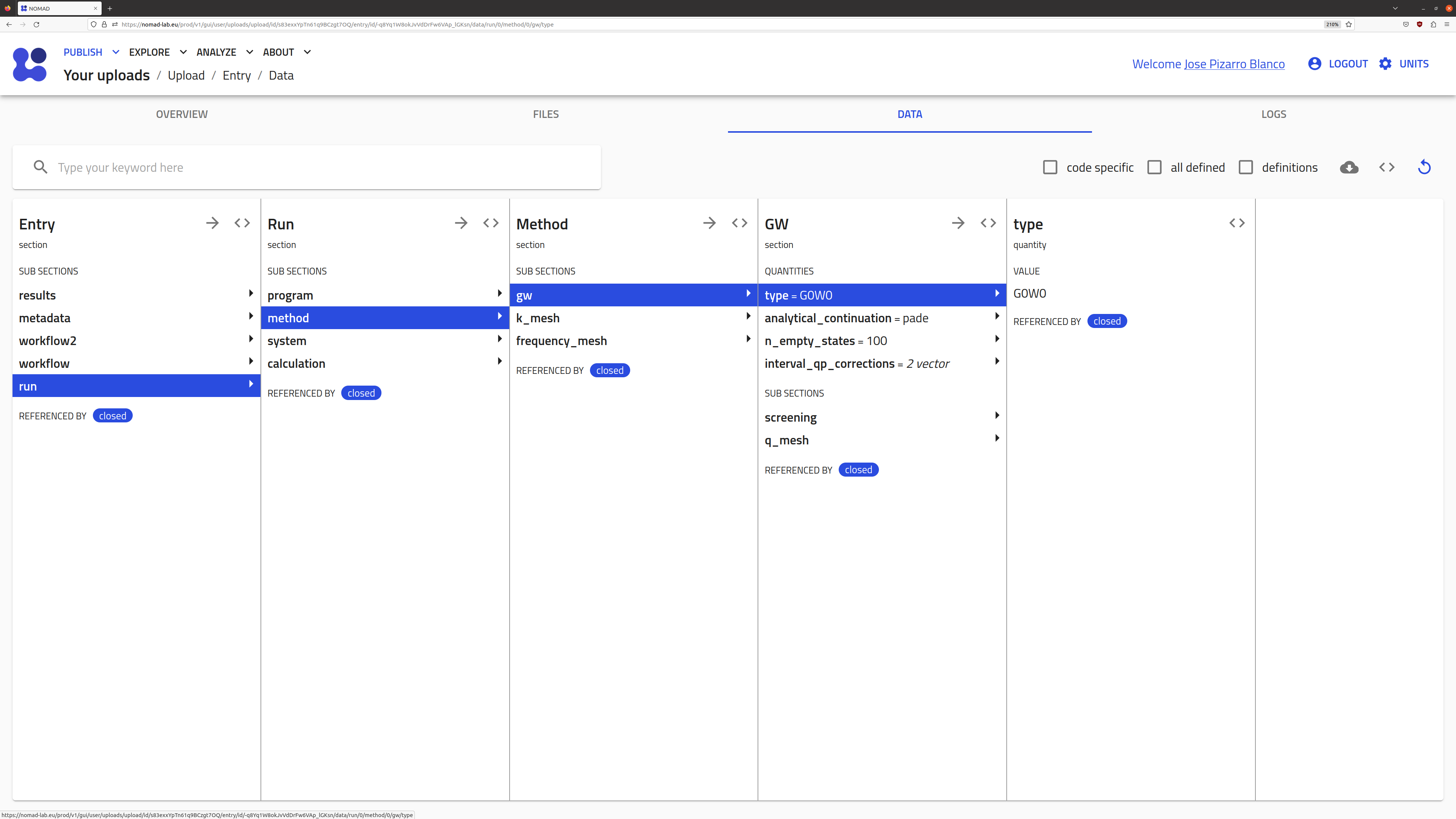 Data page