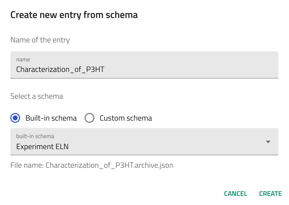 Experiment ELN entry